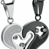 Necklaces | Jstyle Jstyle Stainless Steel Mens Womens Couple Necklace Pendant Love Heart Cz Puzzle Matching