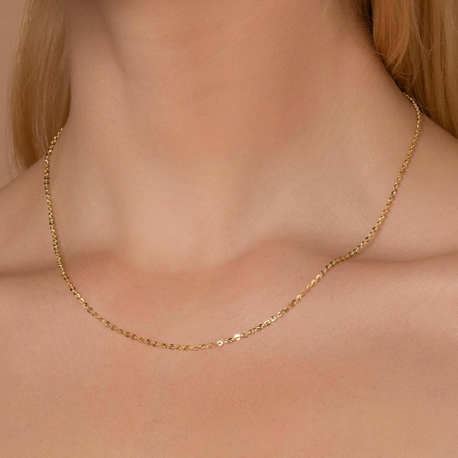 Necklaces | PORI JEWELERS Pori Jewelers 14K Yellow Gold 1.8Mm Diamond Cut Anchor/Cable Chain Necklace- Available In Yellow, 14\"-24\"