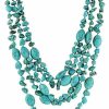 Necklaces | Gem Stone King Gem Stone King Handmade Multi-Strand Beaded Chunky Simulated Turquoise Necklace For Women, 20 Inches Long Green Western Jewelry With Toggle Clasp