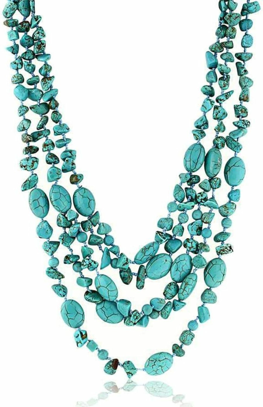 Necklaces | Gem Stone King Gem Stone King Handmade Multi-Strand Beaded Chunky Simulated Turquoise Necklace For Women, 20 Inches Long Green Western Jewelry With Toggle Clasp