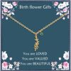 Necklaces | Nupdot Nupdot Birth Flower Necklaces Birthday Gifts For Women | 14K Gold Plated Birth Month Floral Birthstone Pendant Necklaces Wildflower Flowered Jewelry Gifts For Mom Friends