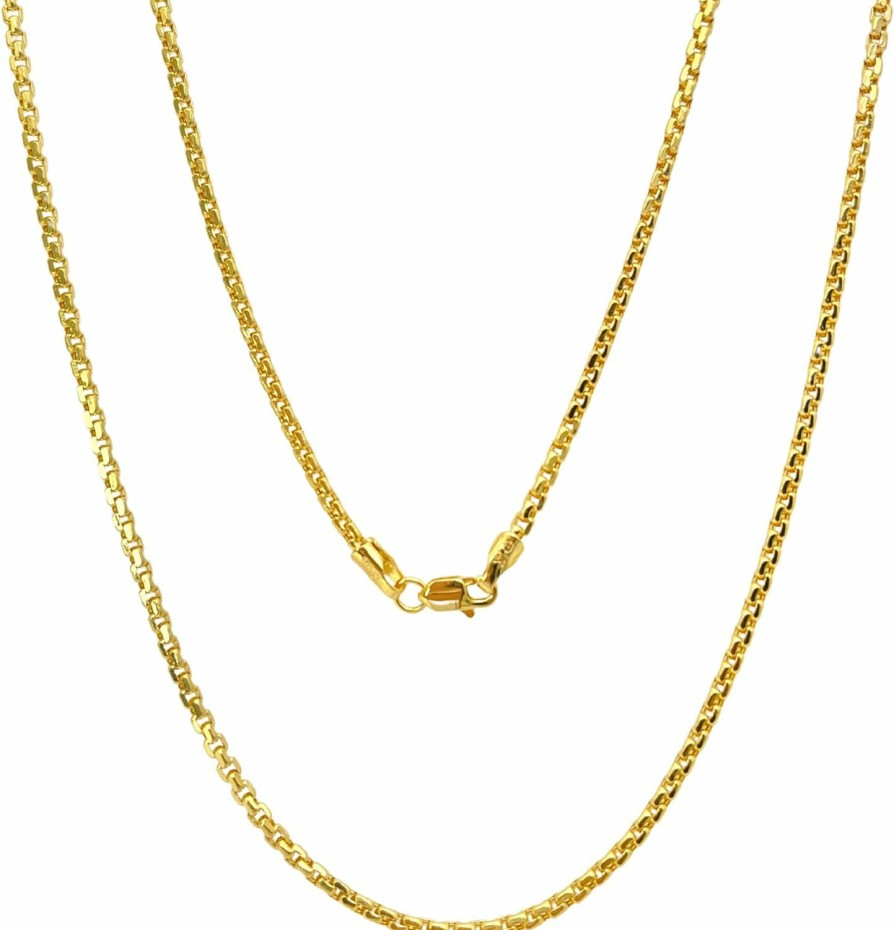 Necklaces | JEWELHEART Jewelheart 14K Real Gold Round Box Chain 1.3Mm 1.8Mm 2.1Mm 2.7Mm 3.4Mm Yellow And White Real Gold Chains For Men Diamond Cut Link Chain Necklace For Women With Lobster Clasp 16" 18" 20" 22" 24"