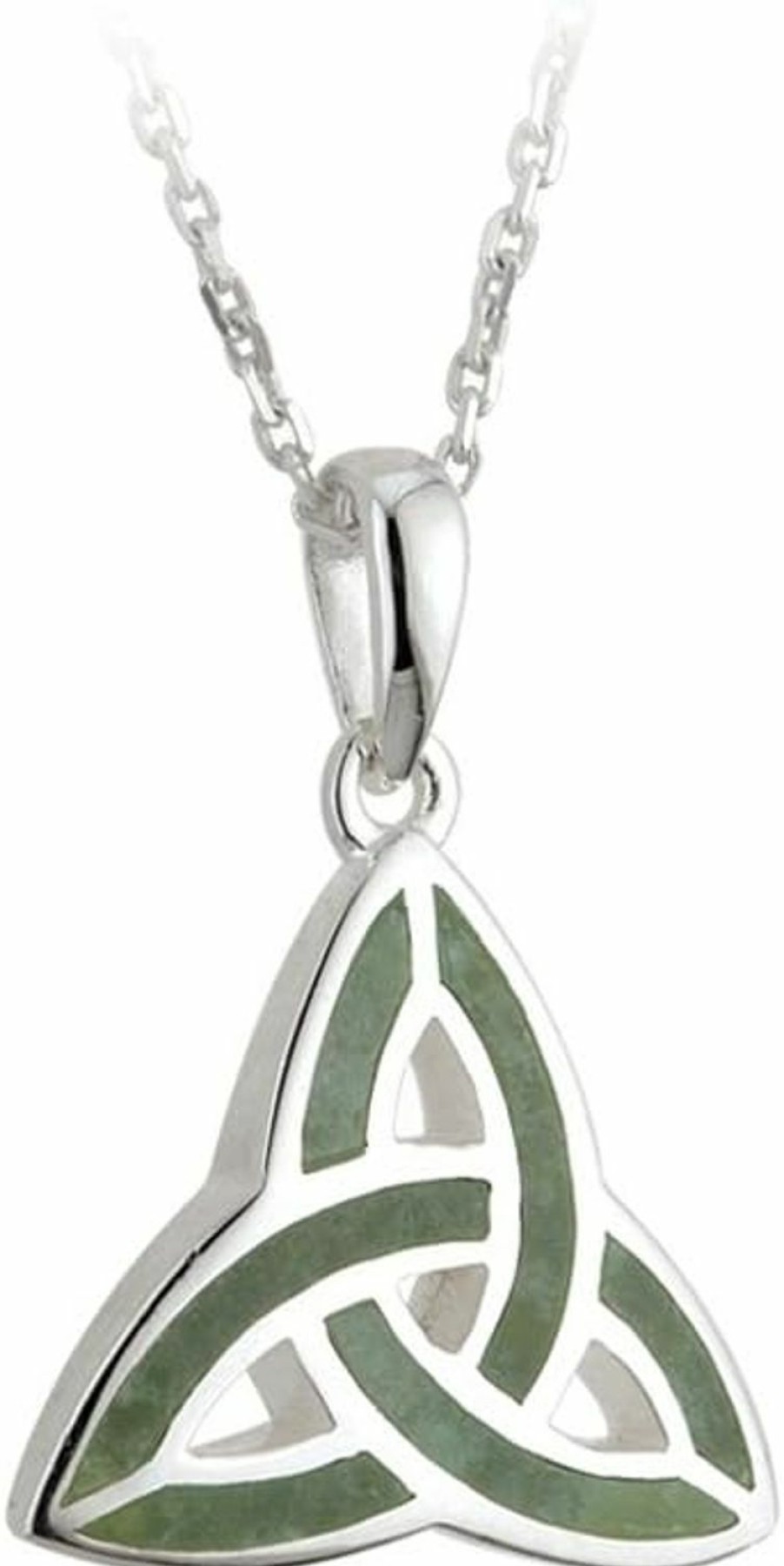 Necklaces | Biddy Murphy Biddy Murphy 925 Sterling Silver Celtic Trinity Knot Pendant & Connemara Marble Inlay, Traditional Irish Women'S Jewelry Handcrafted By Ireland'S Finest Artisan Jewelers, 18\" Inch