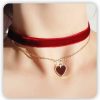 Necklaces | DAYANEY Dayaney Heart Necklace, Red Choker Necklace For Women, Vintage Choker Necklace, Black Velvet Choker Heart Jewelry As Aniversario Gifts For Her