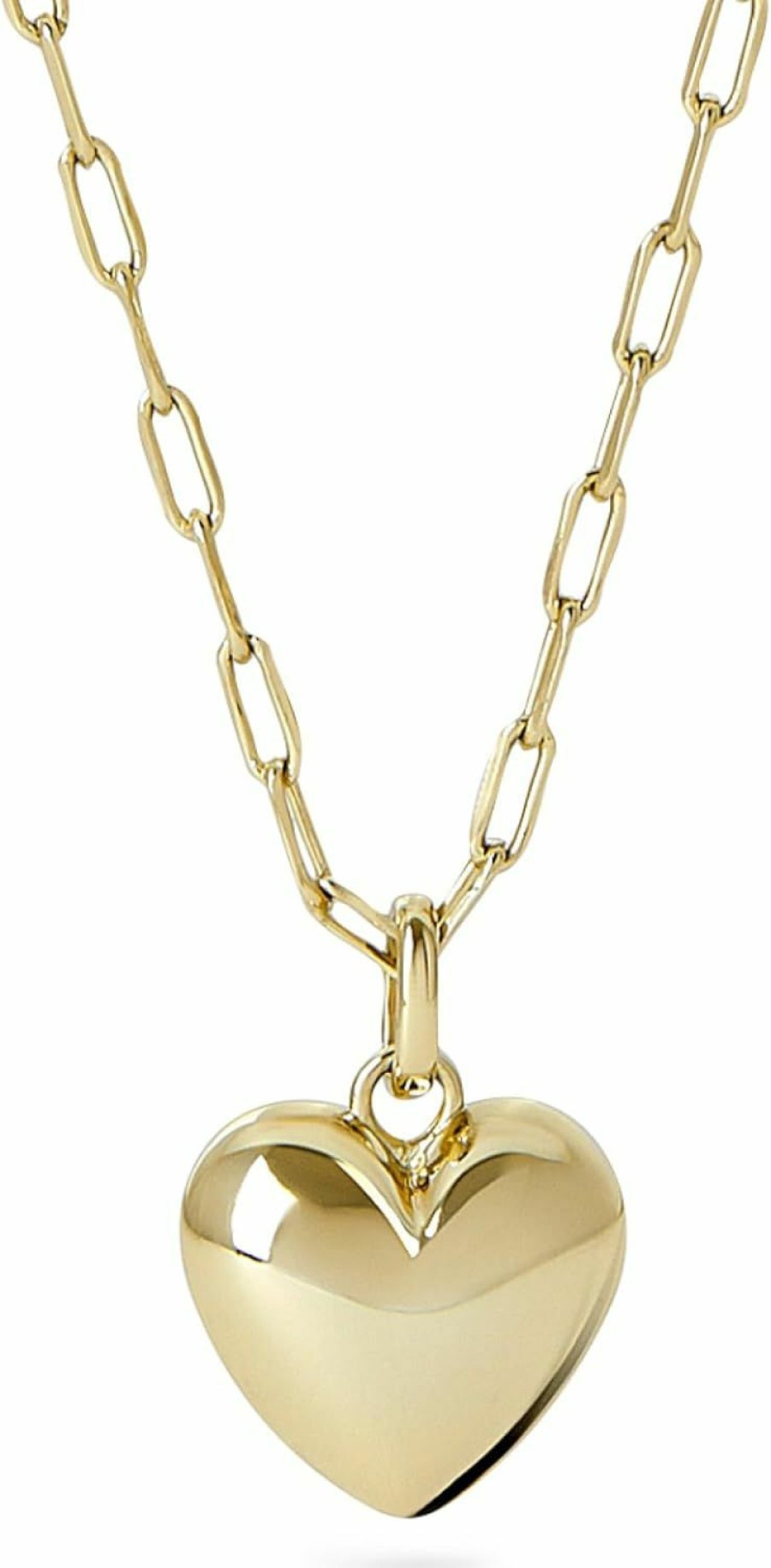 Necklaces | Ana Luisa Ana Luisa Lev Puffed Heart Necklace - 14K Gold & Silver Heart Chain Necklace + Charm - Hypoallergenic, Water-Resistant & Tarnish-Free Necklace - Chain Pendant Heart Necklace - Adjustable Chain Length