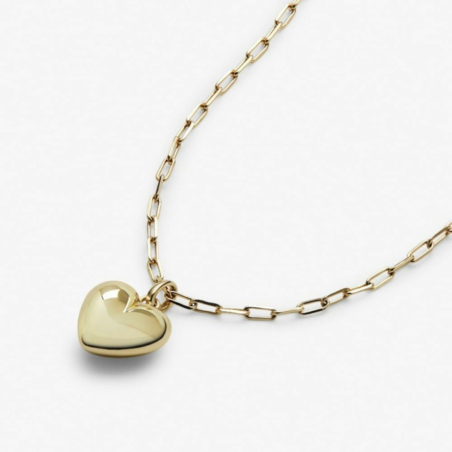 Necklaces | Ana Luisa Ana Luisa Lev Puffed Heart Necklace - 14K Gold & Silver Heart Chain Necklace + Charm - Hypoallergenic, Water-Resistant & Tarnish-Free Necklace - Chain Pendant Heart Necklace - Adjustable Chain Length