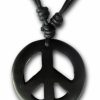 Necklaces | Earth Accessories Earth Accessories Adjustable Peace Sign Pendant Necklace With Organic Wood - Hippie Accessories And Hippie Costume For 60S Or 70S