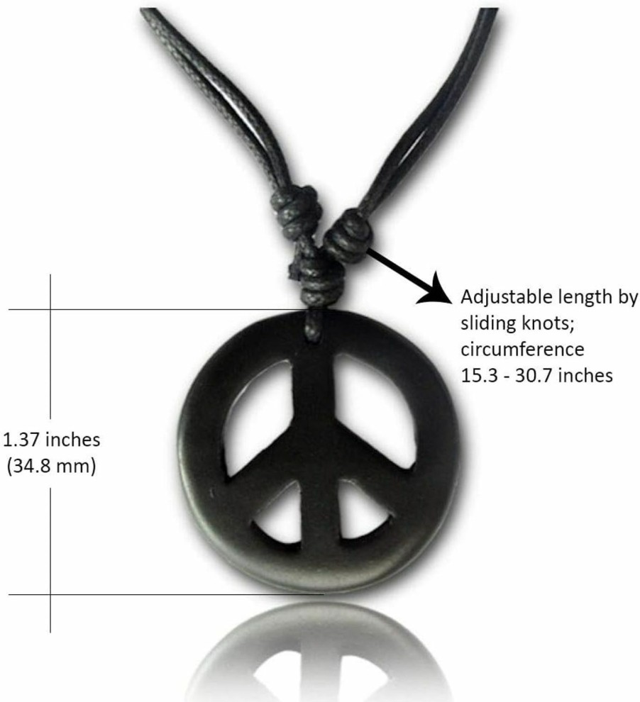 Necklaces | Earth Accessories Earth Accessories Adjustable Peace Sign Pendant Necklace With Organic Wood - Hippie Accessories And Hippie Costume For 60S Or 70S