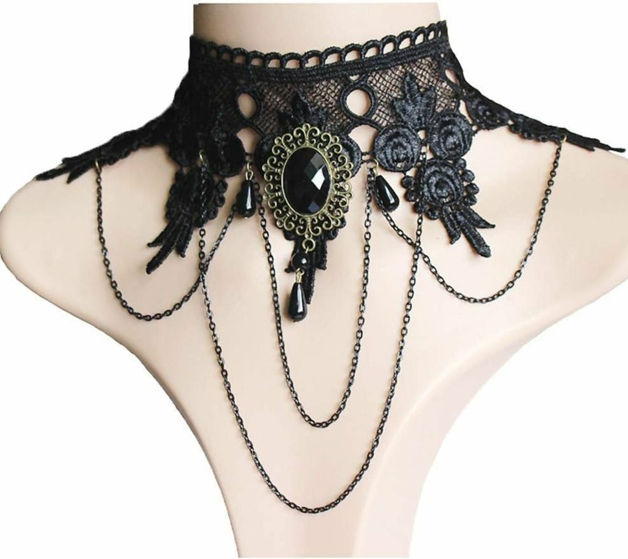 Necklaces | Dumcondy Dumcondy Halloween Elegant Sexy Women Girl Retro Gothic Punk Style Necklace Black Lace Neck Chain Collar Statement Choker Victorian Steampunk Jewelry Party Wedding Princess,5 Pieces/Set