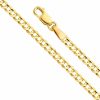 Necklaces | The World Jewelry Center The World Jewelry Center 14K Real Yellow Gold Solid 3Mm Cuban Concave Curb Chain Necklace With Lobster Claw Clasp