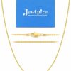 Necklaces | Jewlpire Jewlpire Italian Soild 22K Real Gold Over 925 Sterling Silver Chain Necklace For Women Girls, 1.3Mm Hypoallergenic Box Chain Thin & Sturdy Women'S Chain Necklaces 14/16/18/20/22/24/26 Inch