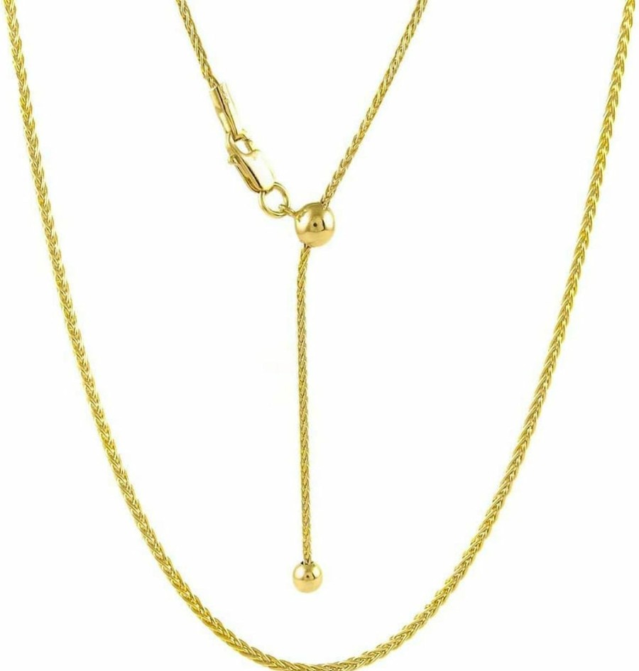 Necklaces | Verona Jewelers Sterling Silver 1.4Mm Diamond Cut Adjustable Wheat Chain Necklace 24' - Adjustable Fox Tail Spiga Necklace In 4 Colors