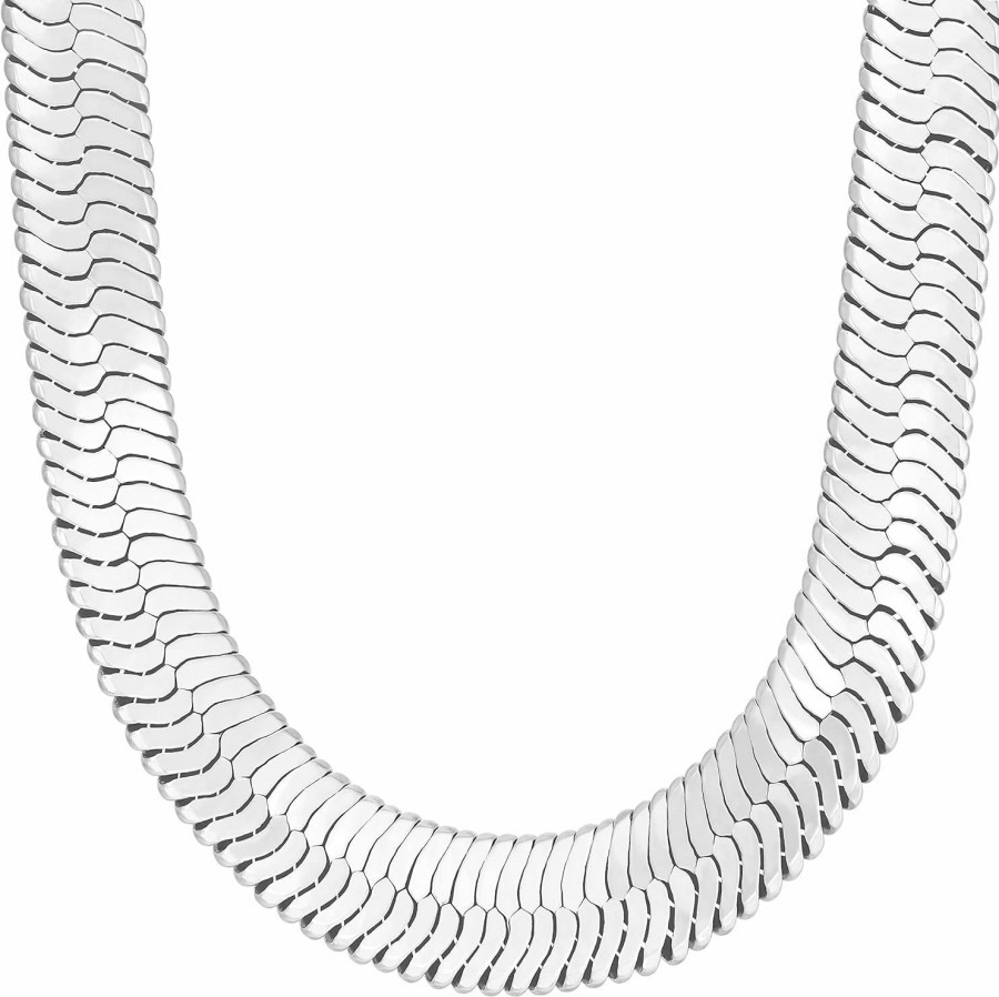 Necklaces | LIFETIME JEWELRY Lifetime Jewelry 11Mm Flexible Herringbone Chain Necklace 24K Real Gold Plated