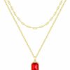 Necklaces | Secroma Secroma Gold Layered Necklaces For Women, 18K Gold Plated Crystal Necklace Paperclip Choker Emerald Green Jewelry For Women Gifts