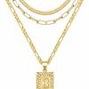 Necklaces | KissYan Kissyan Gold Layered Necklace Set For Womens, 14K Gold Plated Initial Letter Pendant Necklace Paperclip Snake Choker Alphabets From A-Z Figaro Chain Necklace Jewelry Gift