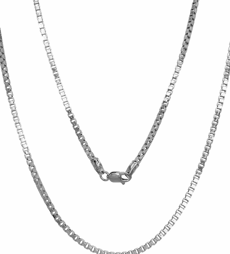 Necklaces | JEWELHEART Jewelheart 14K Real Gold Square Box Chain - 1Mm 1.5Mm 1.75Mm 2.85Mm White Gold Chains For Men - Diamond Cut Link Chain Necklace For Women With Lobster Clasp 16" 18" 20" 22" 24"