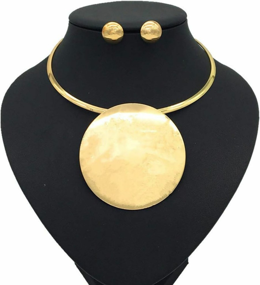 Necklaces | Barode Barode African Choker Necklace Gold Round Necklaces Gothic Chunky Statement Necklaces And Earrings Set Jewelry For Women And Girls