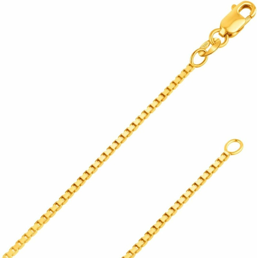 Necklaces | Italian Fashions Real Solid 10K Yellow Or White Gold 0.50Mm - 1.3Mm Diamond-Cut Square Mirror Box Veneziana Chain Necklace With Lobster Claw Clasp | Multiple Lengths Available | Men Women | Made In Italy