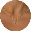 Necklaces | Tewiky Tewiky 18K Gold/Silver Plated Simple Evil Eye Turquoise Cross Pendant Choker Necklace Simple Tiny Necklace For Women Girls