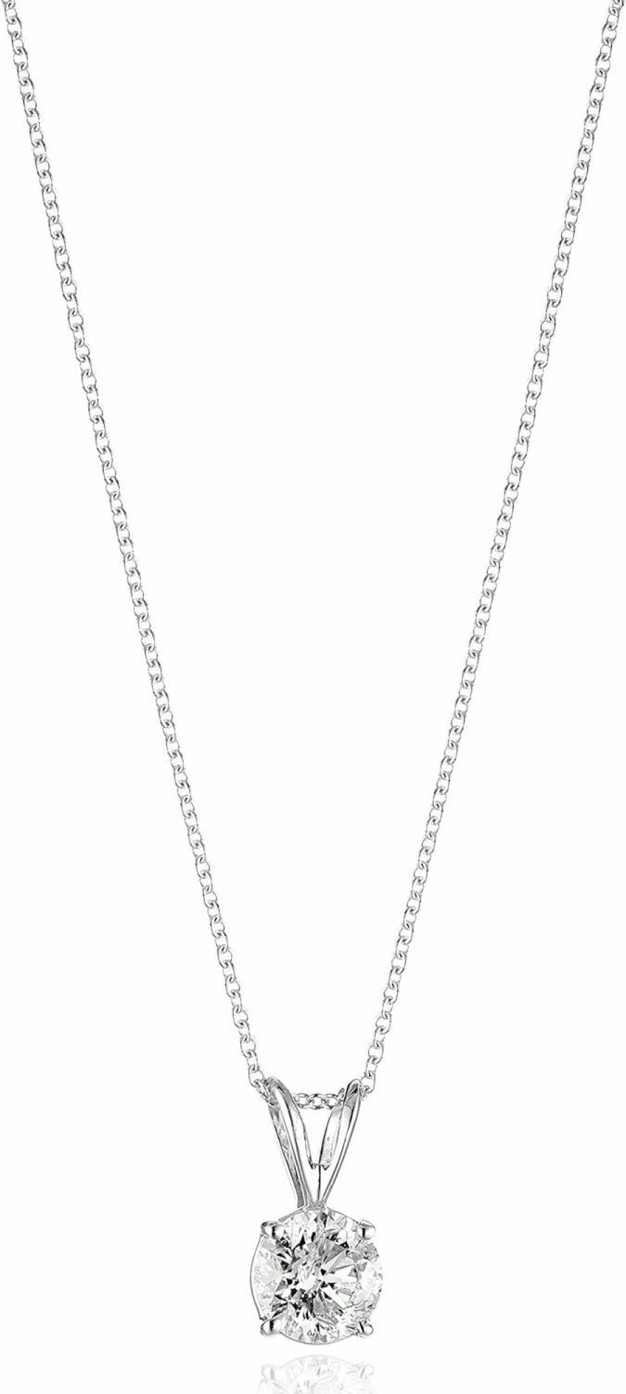 Necklaces | Amazon Collection Amazon Collection 14K Gold Adjustable Prong Set Round-Cut Diamond Pendant