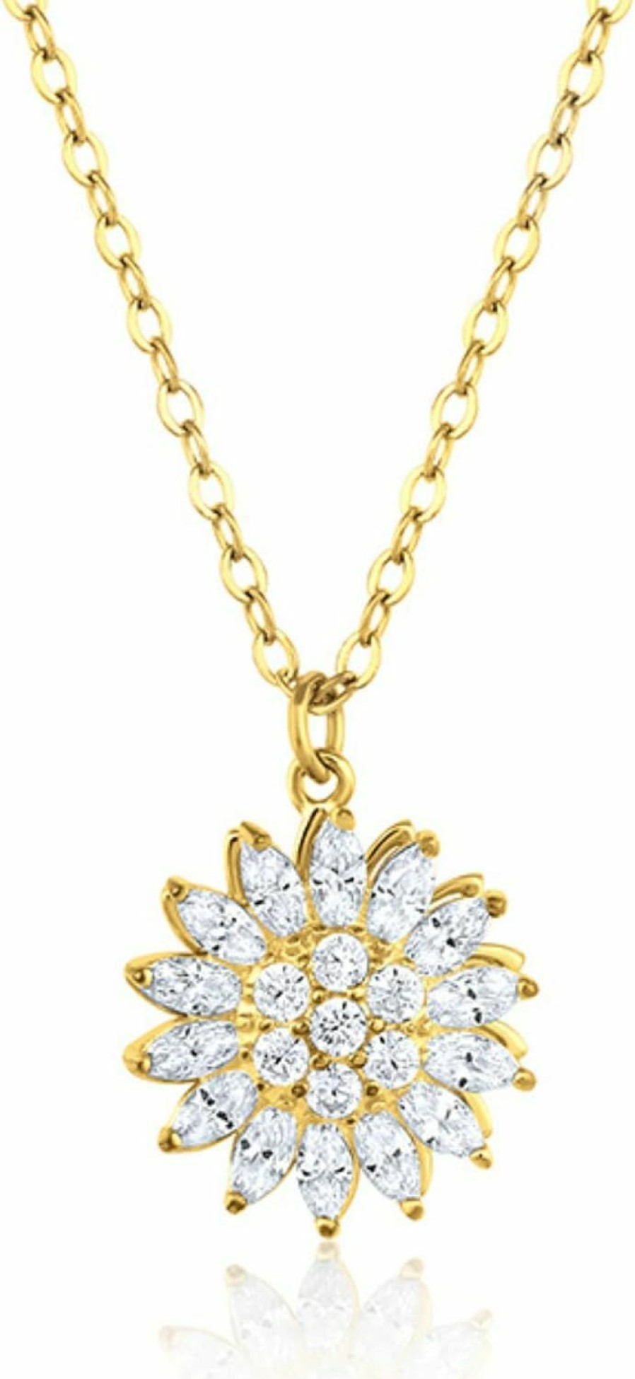 Necklaces | Bee Kind Bee Kind The Original Spinning Crystal Sunflower Necklace Made With 18K Gold Plating, Cubic Zirconia Stones, And Comes With Personalized Gift With Box For Women