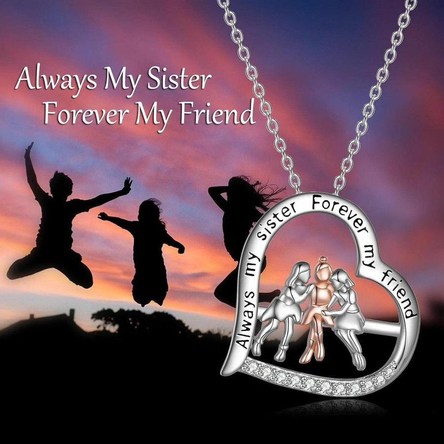 Necklaces | WINNICACA Winnicaca Gifts For Sister From Sisters/Brother 925 Sterling Silver Sister Necklaces From Sisters Brother To Sister Birthday, Heart Infinity Jewelry For Sister From Sisters