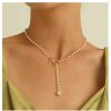 Necklaces | Iaceble Iaceble Boho Pearl Y Lariat Necklace Chain Pearl Beaded Choker Necklace Bow Knot Necklace Choker Pearl Y Drop Necklace Chain Jewelry For Women And Girls