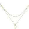 Necklaces | Fettero Fettero Pendant Necklace Gold Choker Layered Coin Open Karma Circle Full New Crescent Moon 14K Gold Plated Dainty Simple Moon Phase Jewelry For Women Gift