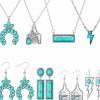 Necklaces | Nosiny Nosiny 8 Pcs Western Necklaces Earrings Set Turquoise Necklaces Cow Tag Horseshoe Necklace Boho Western Lightning Necklaces Earrings Cowgirl Cowboy Pendant Necklace Jewelry For Women Girls