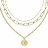 Necklaces | ACC PLANET Acc Planet Gold Layered Necklace For Women, 14K Gold Plated Coin Cross Pendant Necklace Chunky Chain Choker Gold Layering Necklaces For Women