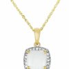 Necklaces | KOKAV Kokav 14K Yellow Gold Genuine Opal 7Mm Cushion Pendant With Diamond, 18 In Chain