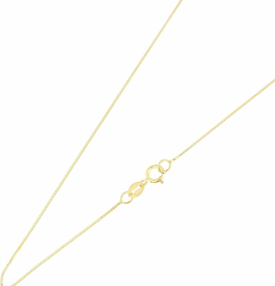 Necklaces | Ioka Ioka - Real Solid 14K Gold 0.5Mm Box Chain Necklace For Women With Spring Ring Clasp