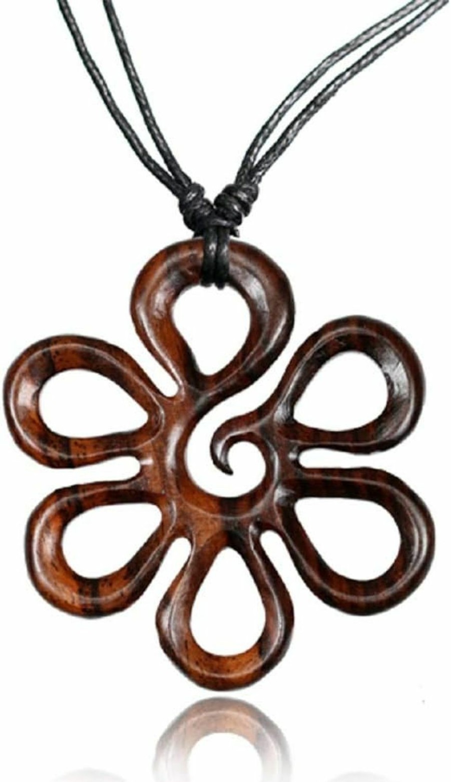 Necklaces | Earth Accessories Earth Accessories Adjustable Organic Wood Flower Necklace For Women - Pendant Flower Necklaces