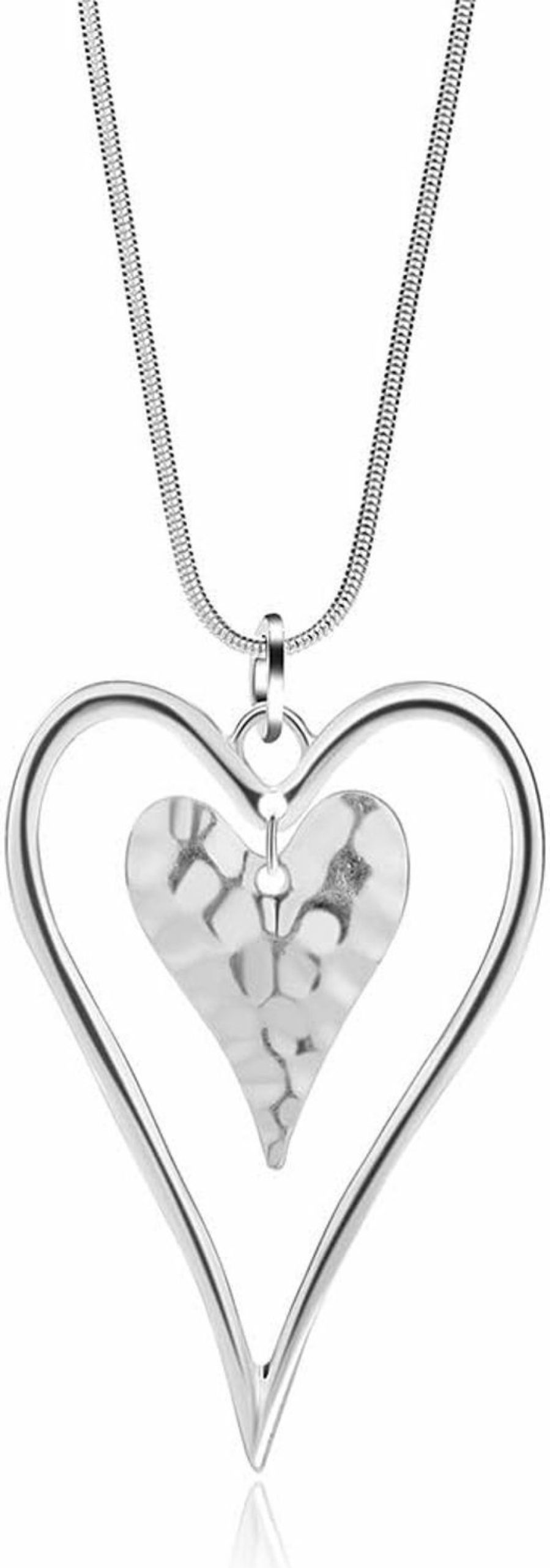 Necklaces | welbijoux Welbijoux Long Heart Necklace For Women Silver Chain Pendant Y Necklace Set Statement Pendant Chic Jewelry For Girls With Gifts Box