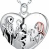 Necklaces | WOUOVO Nightmare Before Christmas Necklaces For Women - 925 Sterling Silver Jeulia Jack Skellington And Sally Heart Love Jewelry Gifts For Girls Girlfriend Wife (Jack And Sally)