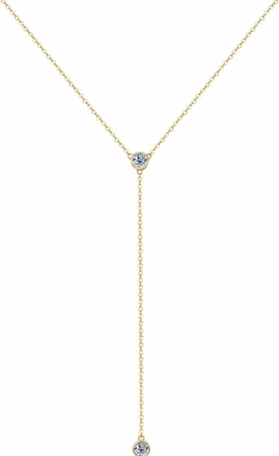 Necklaces | DYUNQ Moissanite Necklace For Women Sterling Silver, Lab Created Diamond Lariat Drop Y Necklace, Dainty Simple Long Prom Bridal Wedding Hypoallergenic Neckalces, 18K White Gold Plated Jewelry Christmas Gifts, 16 To 20 Inch