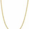 Necklaces | ARGENTO REALE Argento Reale 14K Gold 2.25Mm Curb/Cuban Chain Necklace, 14K Gold Chain, 14K Dainty Necklaces