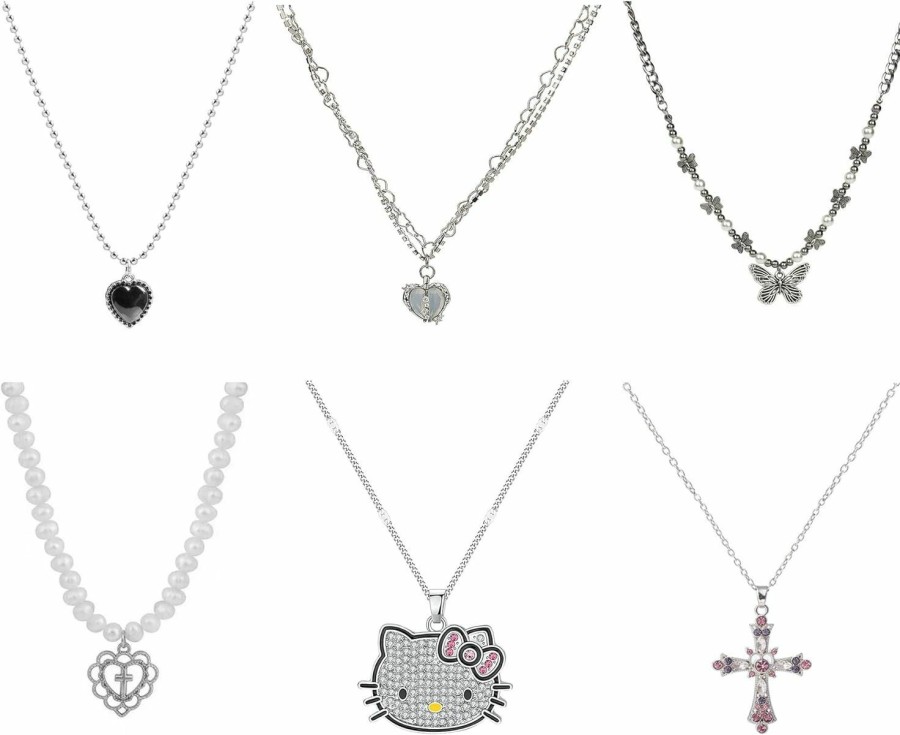 Necklaces | KURTCB Y2K Necklaces Kitty Cat Aesthetic Grunge Cross Heart Butterfly Pearl Necklace Vintage Gothic Choker Necklace For Women Girls