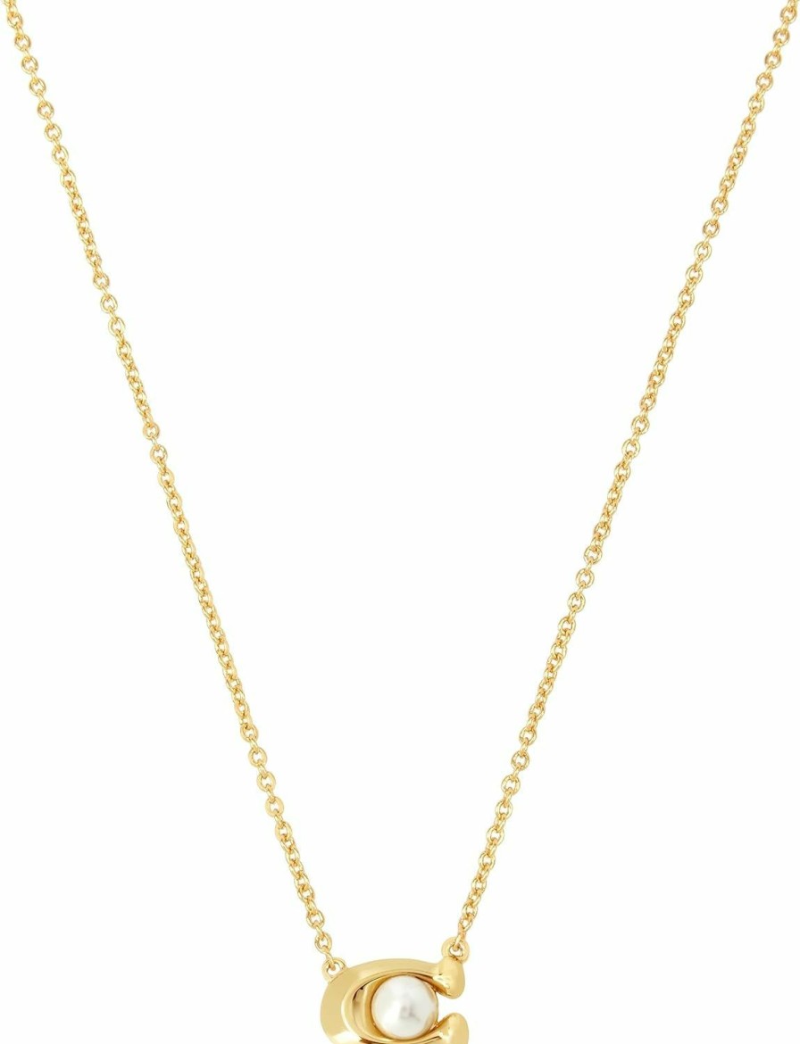 Necklaces | Amazon Coach Women'S Pearl Signature Pendant Necklace