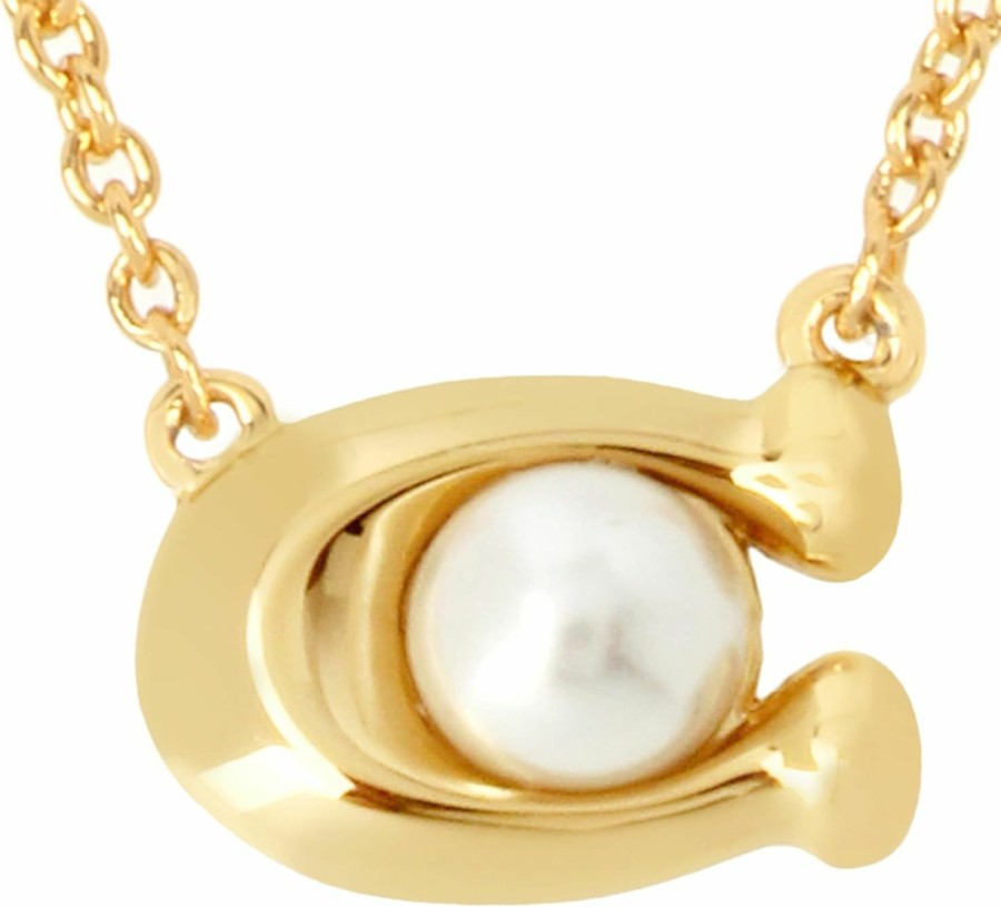 Necklaces | Amazon Coach Women'S Pearl Signature Pendant Necklace