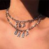 Necklaces | CLOACE Cloace Layered Choker Necklace Silver Cry Baby Pendant Necklaces Chain Dainty Jewelry For Women And Girls