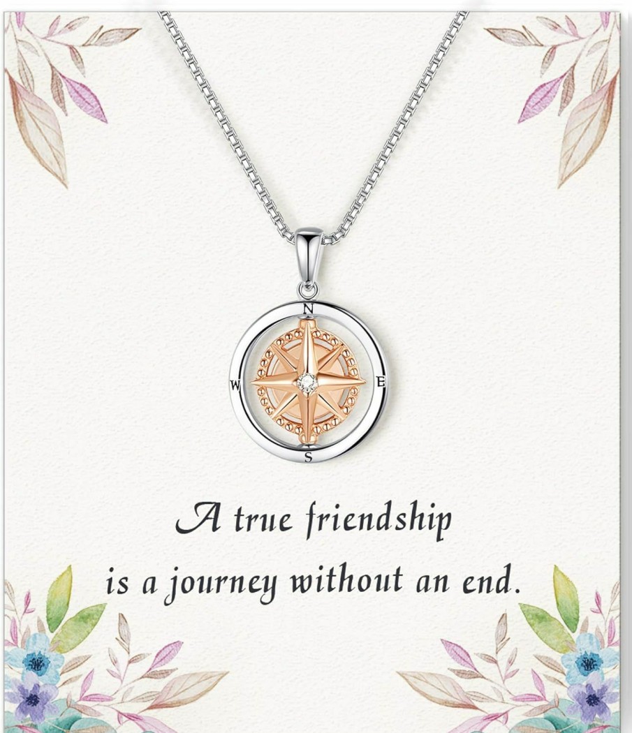 Necklaces | ASELFAD Aselfad Compass Necklace For Women -Best Friend Birthday Gifts For Women Friendship Gifts For Women Friends, Going Away Gifts For Friends Female