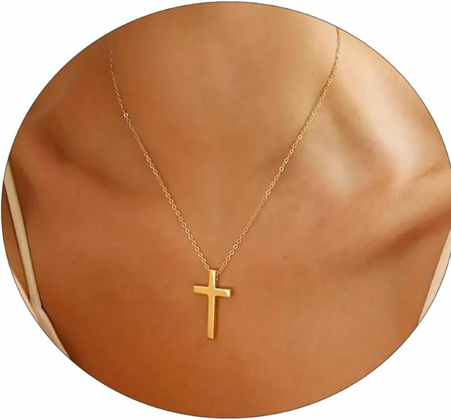 Necklaces | ASCOMY Ascomy Cross Necklace For Women | 14K Gold & Silver Plated Cross Pendant Necklace Trendy Cross Pendant Chain Necklace Minimalist Daily Decoration Jewellery For Women Girls Dainty Religious Gift