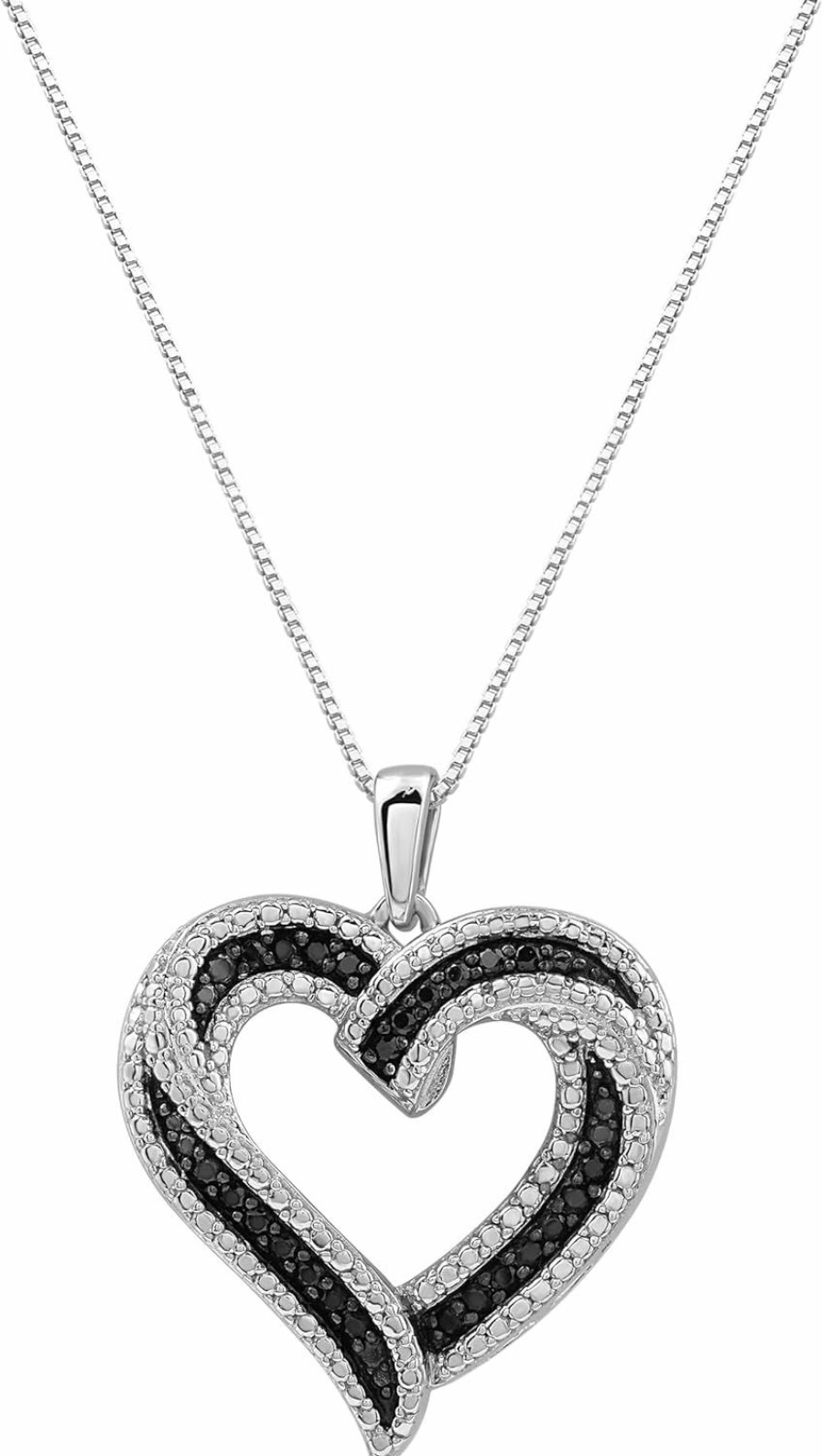 Necklaces | GILDED Gilded Sterling Silver 1/4Cttw Natural Round-Cut Black Diamond Heart Pendant-Necklace With An 18 Inch Chain