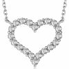 Necklaces | MomentWish Momentwish Initial Heart Necklace For Women, Birthday Gift For Women Moissanite Letter Necklace A-Z S925 Sterling Silver Heart Necklace Valentines Anniversary For Her