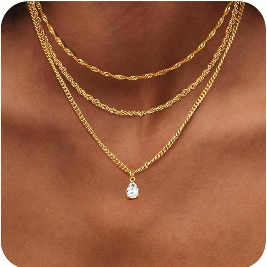 Necklaces | ORAZIO Orazio Gold Necklaces For Women,Layered Gold Necklace,14K Gold Plated Pendant Necklaces,Simple Choker Necklaces Set, Dainty Gold Chain Necklaces,Trendy Gold Stacked Jewelry Gifts For Women