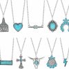 Necklaces | FUNRUN JEWELRY Funrun Jewelry 10Pcs Western Necklaces For Women Turquoise Necklace Cow Tag Lightning Bolt Horseshoe Bar Turquoise Pendant Necklace Cowgirl Boho Western Jewelry Set