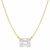 Necklaces | Carbon Atelier Igi Certified 1/4 To 2 Carat Emerald Cut Lab Grown Diamond Horizontal Solitaire Pendant Necklace For Women I 14K Gold Necklace (G-H, Vs1-Vs2, Cttw) 18 Inch Chain East-West