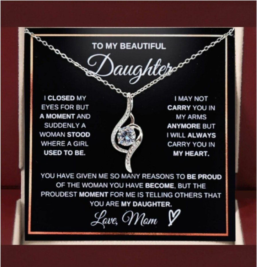 Necklaces | ROMESIA To My Daughter 925 Sterling Silver Necklace. Paired With A Loving Message Card When You Are Looking For Just The Right Words To Say How You Feel. Makes A Great Daughter Necklace From Dad Or Mom And Daughter Necklace