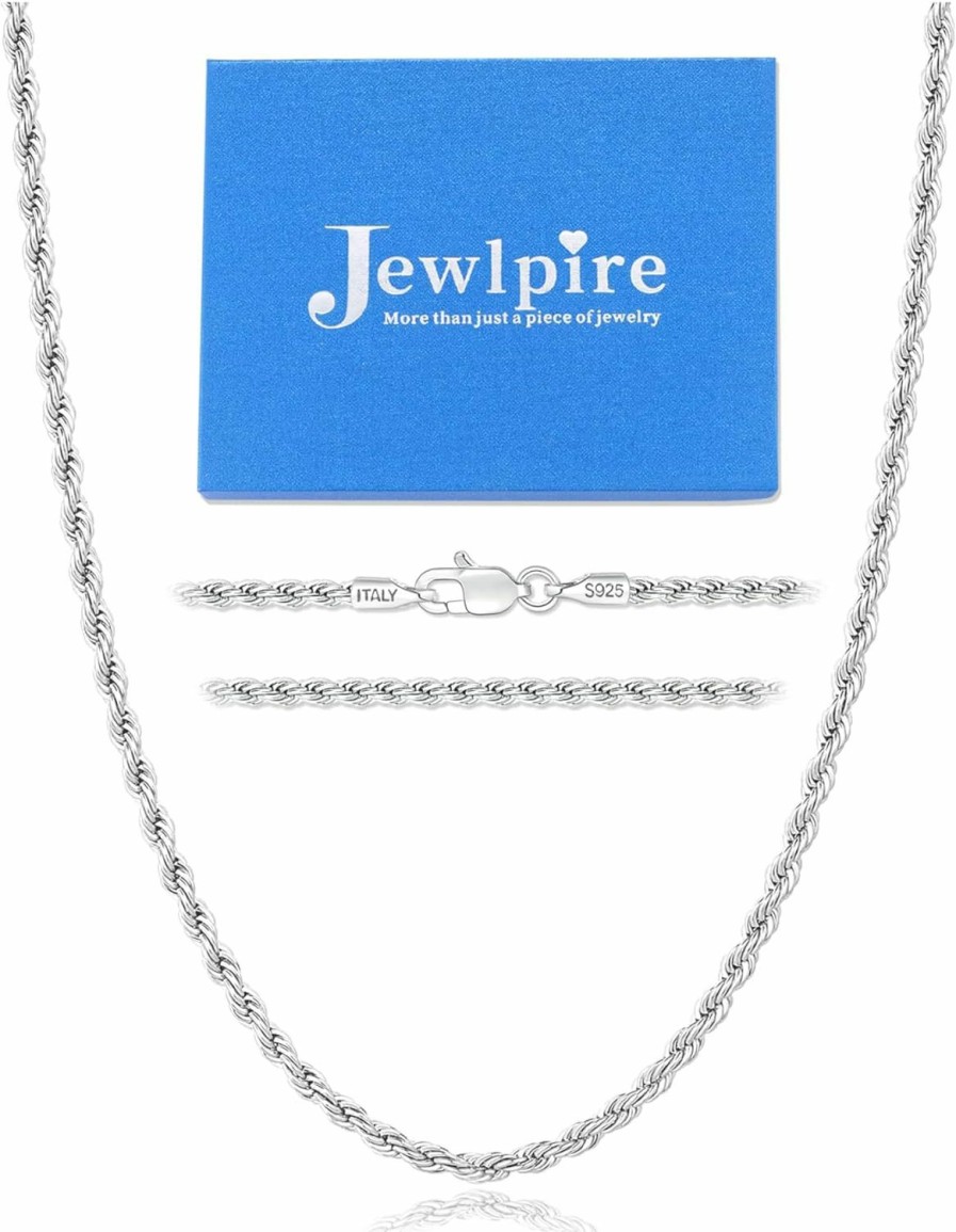 Necklaces | Jewlpire Jewlpire 1.5Mm Italian Solid 18K Real Gold Over 925 Sterling Silver Chain Necklace For Women Men Girls, Hypoallergenic Rope Chain Shiny & Sturdy & Durable Women'S Chain Necklaces 16/18/20/22/24/26 Inch